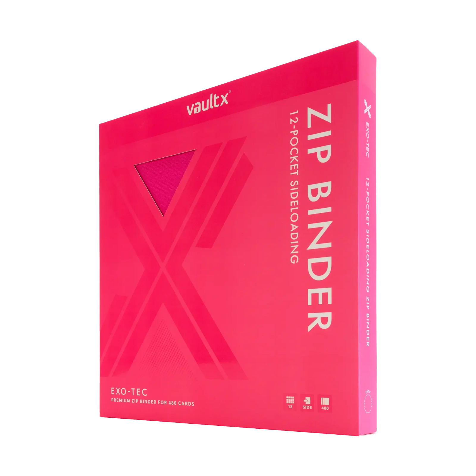 Vault X - 12-Pocket Exo-Tec® Zip Binder - Neon Pink